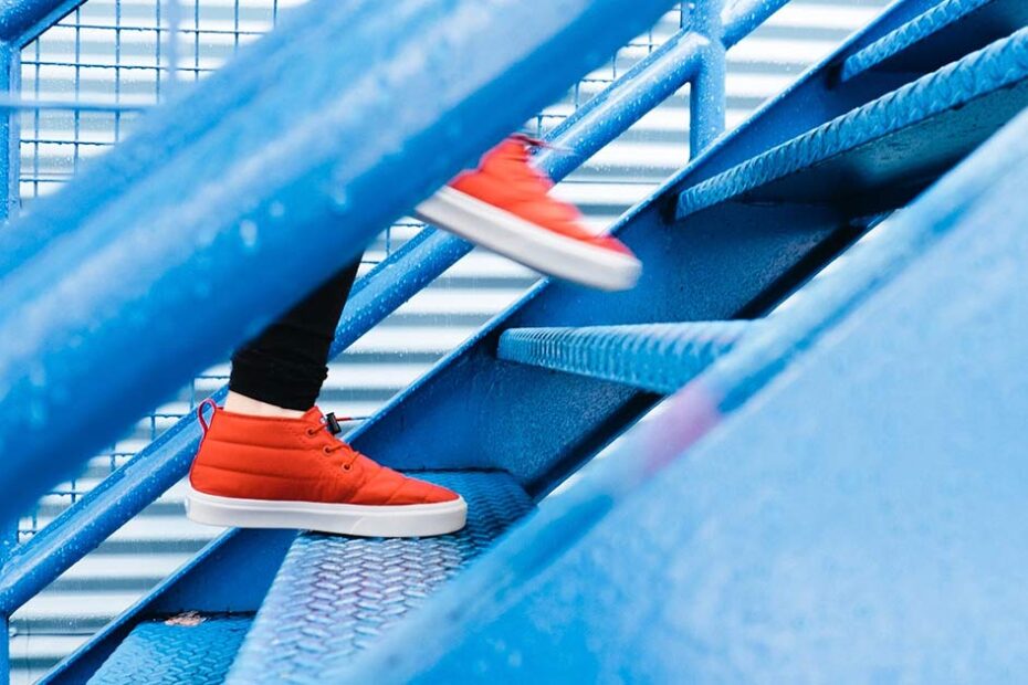 Man Falls Down Stairs at Ice Skating Rink